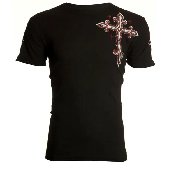 ARCHAIC by AFFLICTION Mens T-shirt Spine Wings Black Regular Fit S-4XL - Picture 4 of 9